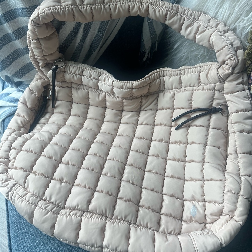 Free People Quilted Carryall off white